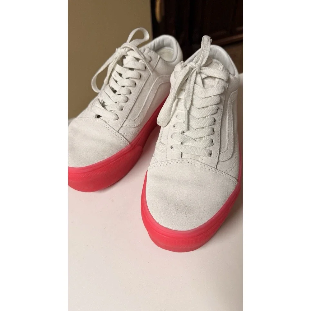 Vans Old Skool Stackform Platform White Pink Sneakers Shoes Men 7 Women 8.5